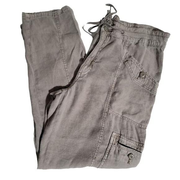 American Eagle Outfitters Pants - 𝅺American Eagle Linen Blend Cargo Olive Green Spring Summer Pants Size 14